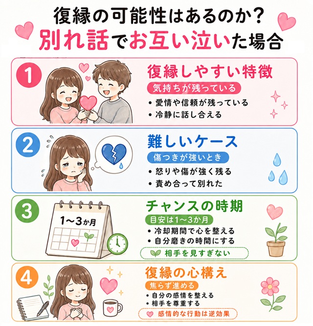 泣き別れした後に復縁の可能性があるのかを示したイラスト