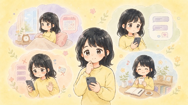 元彼に未読無視された場合の対応策をまとめた復縁向けイラスト。