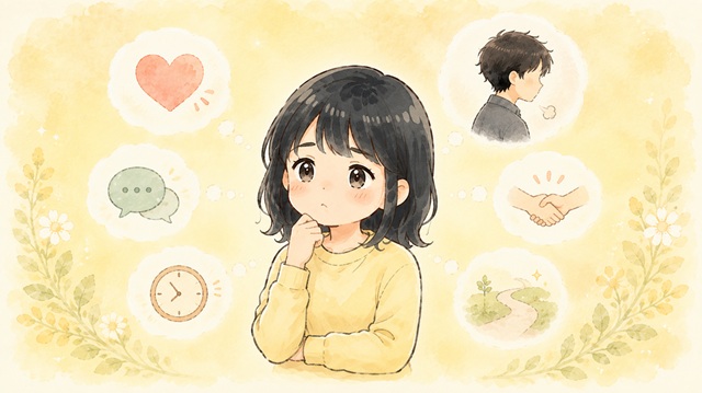 友達でいたい元彼と自然に関わるための接し方を解説した復縁向けイラスト。