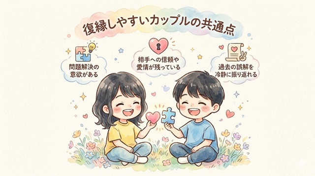 「復縁が成功しやすいカップルの特徴」を説明した画像