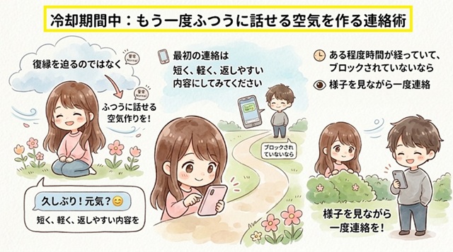 「冷却期間中の連絡術」を解説した画像
