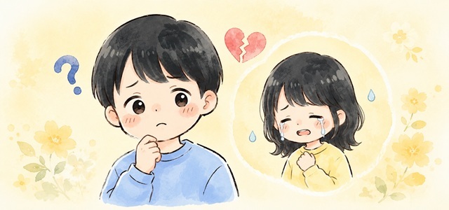 自分から別れを告げたのに泣く女性の心理を解説した復縁向けイラスト。