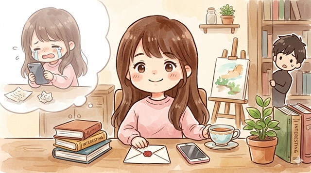 追ってこなくなった元カノの心理を解説した復縁向けイラスト。
