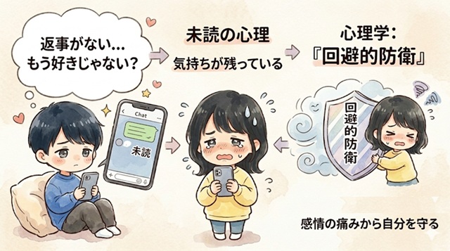 復縁をする際に「返事をしないのは「気持ちが冷めた」だけとは限らない」を示した画像