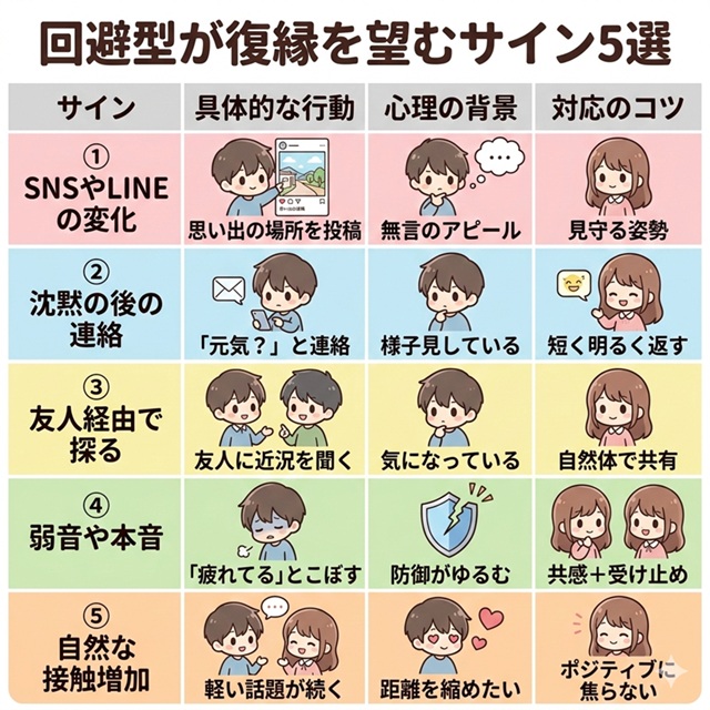 回避型が復縁を望むサイン