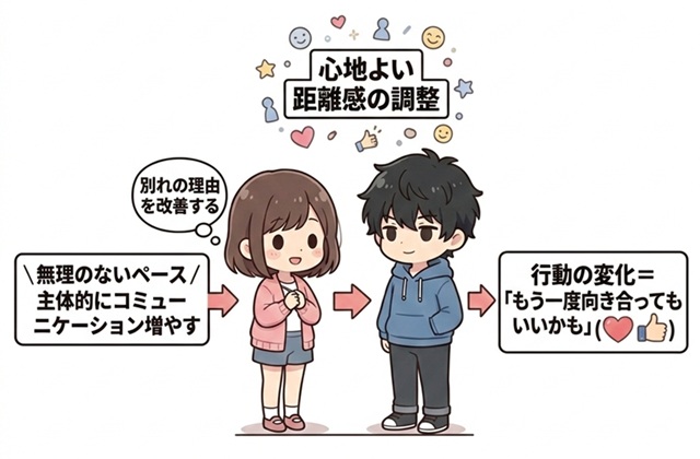 回避型の彼との距離感を示した図