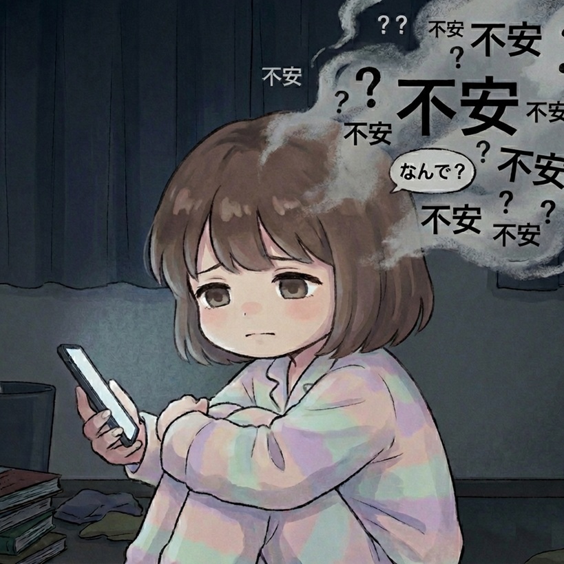 不安になっている女の子の画像