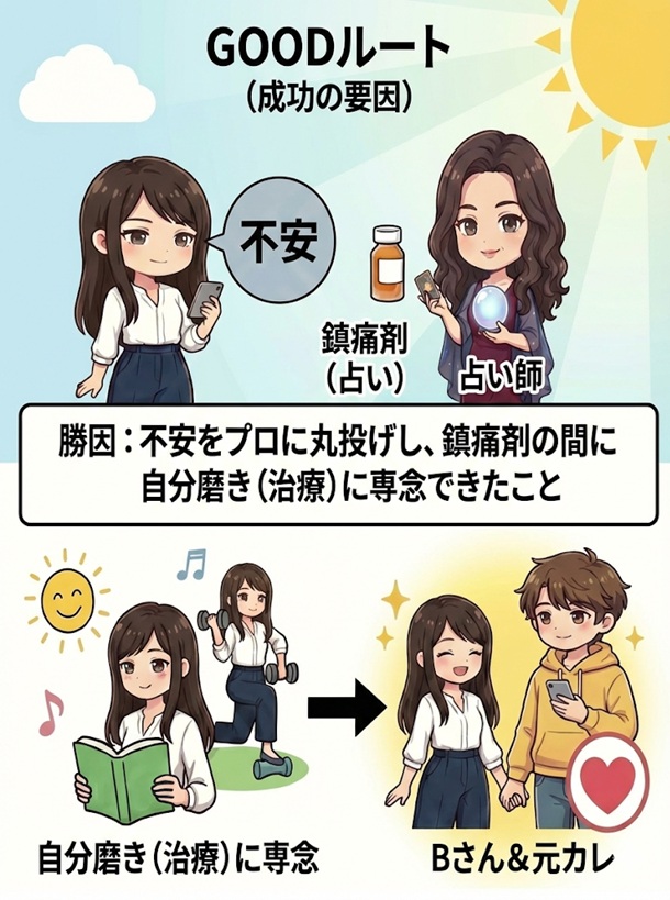 「復縁するための方法」を解説したイラスト図