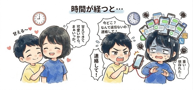 慣れてきて束縛が強くなっている画像