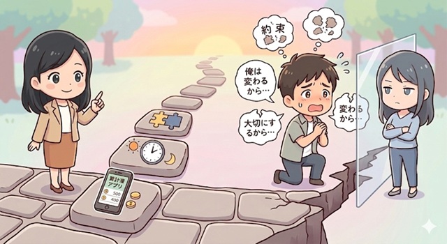 「口だけで言ってもダメ」を伝える画像