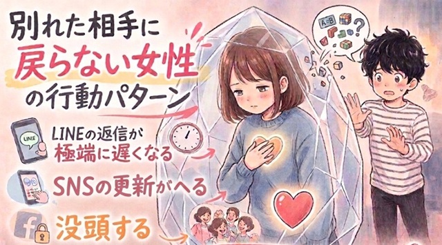 別れた相手に戻らない女性の行動パターンを図解で説明