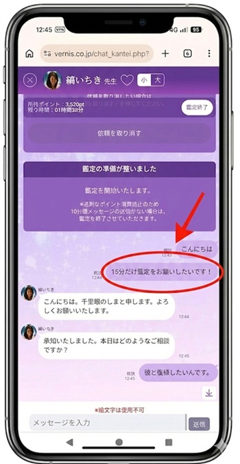チャット占い画面