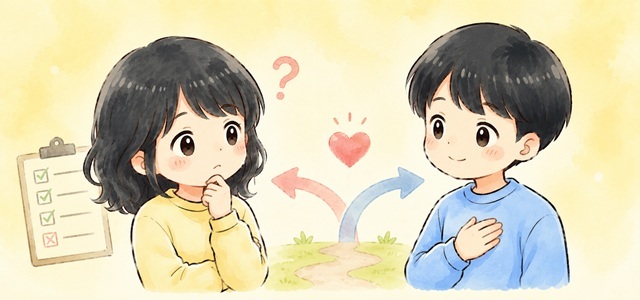復縁すべきか諦めるべきか迷う人向けの判断基準イラスト