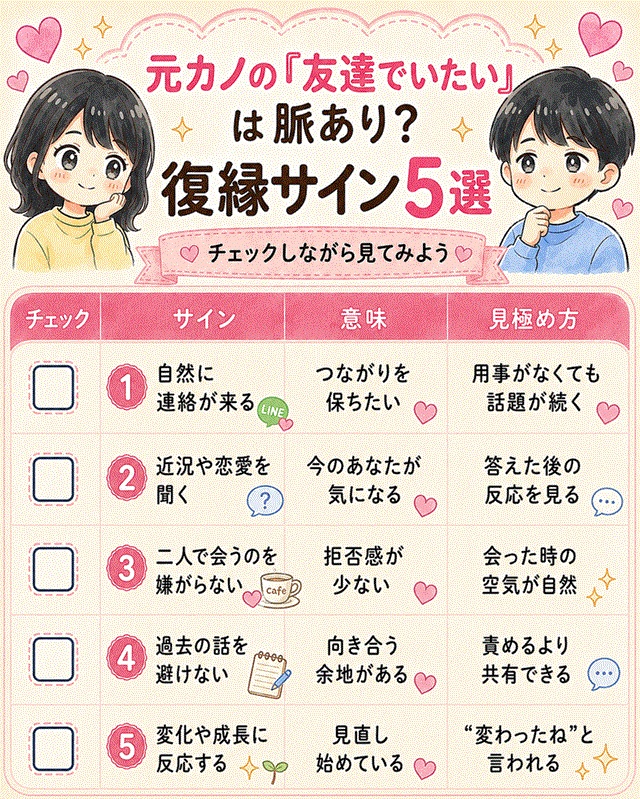 元カノの友達でいたい発言が脈ありか見極めるチェックリスト。