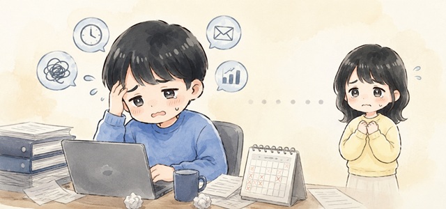 仕事が原因で別れた二人が関係を作り直す復縁イラスト