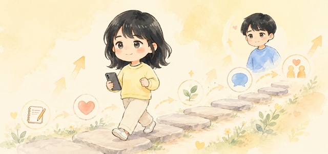 仕事が忙しい相手との復縁に向けて前へ進む女性のイラスト